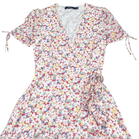 POLO Ralph Lauren Floral Crepe Wrap Dress Sz 4 - Picture 7 of 10